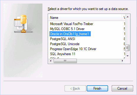 ... ODBC installation). Click on the Finish button. The Oracle ODBC Driver