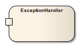 A UML Exception Handler as used in Sparx Systems Enterprise Architect Activity diagrams.