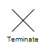 A Terminate pseudostate as used in UML Behavioral diagrams.