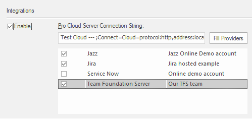 Configuration options to connect a non-cloud model to External Data Integration Plugins hosted on a Pro Cloud Server
