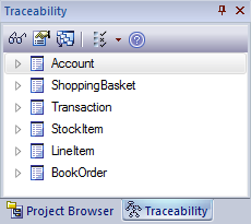 Tabs on a docked window in Sparx Systems Enterprise Architect.