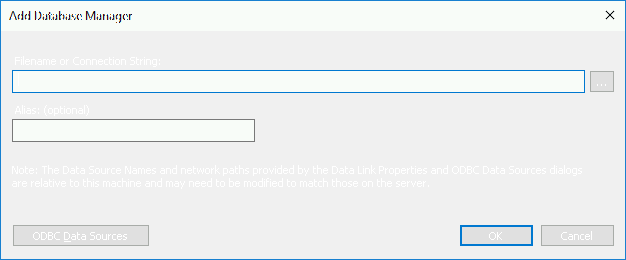 Defining a new database connection to either a local Firebird repository or a DBMS repository