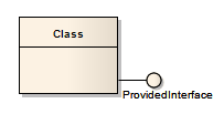 A UML Class showing a provided interface.