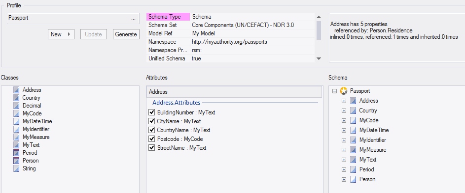 Using the Schema Composer in Sparx Systems Enterprise Architect.