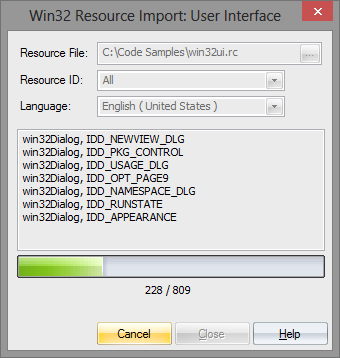 Importing all dialogs in a .rc resource file
