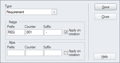 Setting the auto-counter for Requirement elements in Sparx Systems Enterprise Architect.