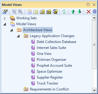 Showing search results in the Model Views window in Sparx Systems Enterprise Architect.