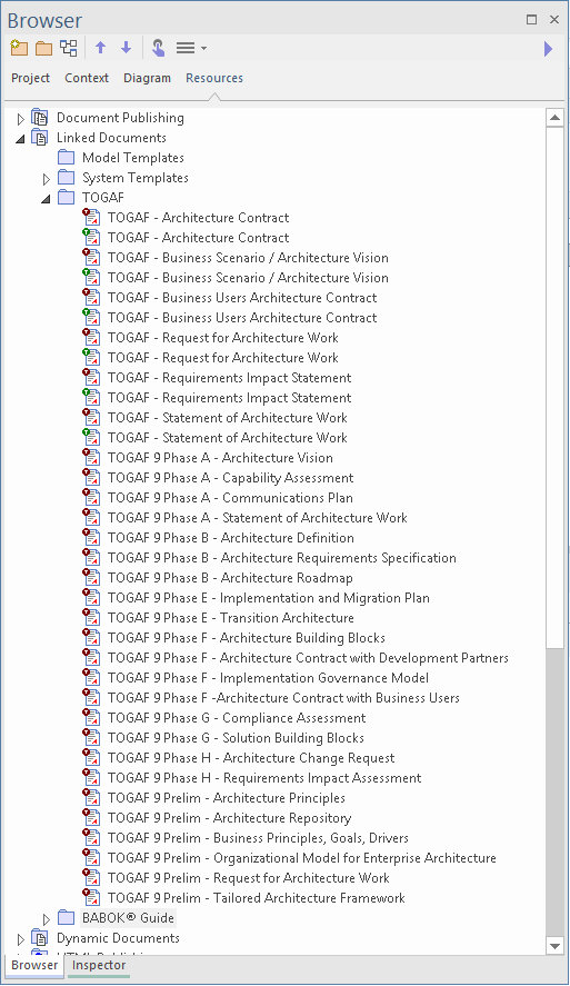 Linked Document Templates for TOGAF documents in Sparx Systems Enterprise Architect.