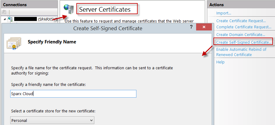 In order to run the HTTPS service you must set up a security certificate in IIS.