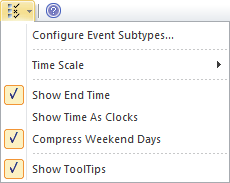 Options menu for the calendar in Sparx Systems Enterprise Architect.