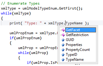 Intellisense is presented when using Schema Composer automation interfaces in scripts