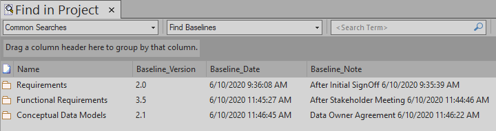 Compare a Model to Baselines | Enterprise Architect User Guide