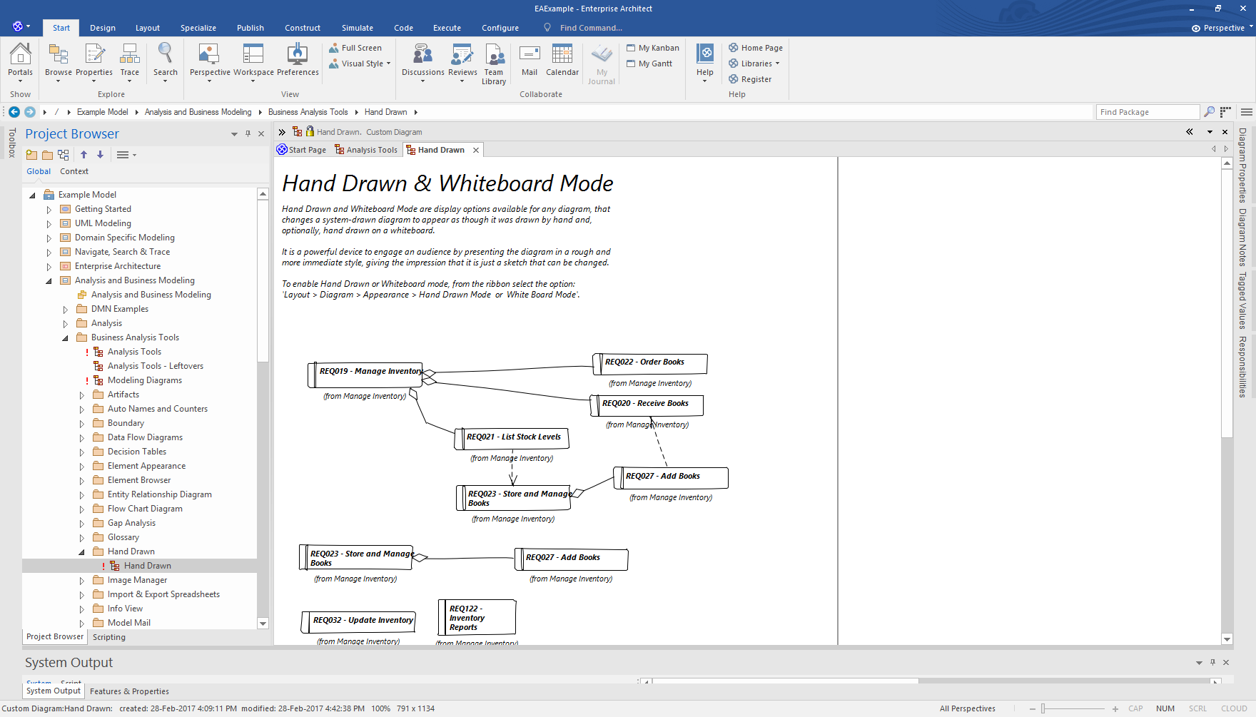 Enterprise Architect Professional Edition: Hand Drawn Mode for diagrams