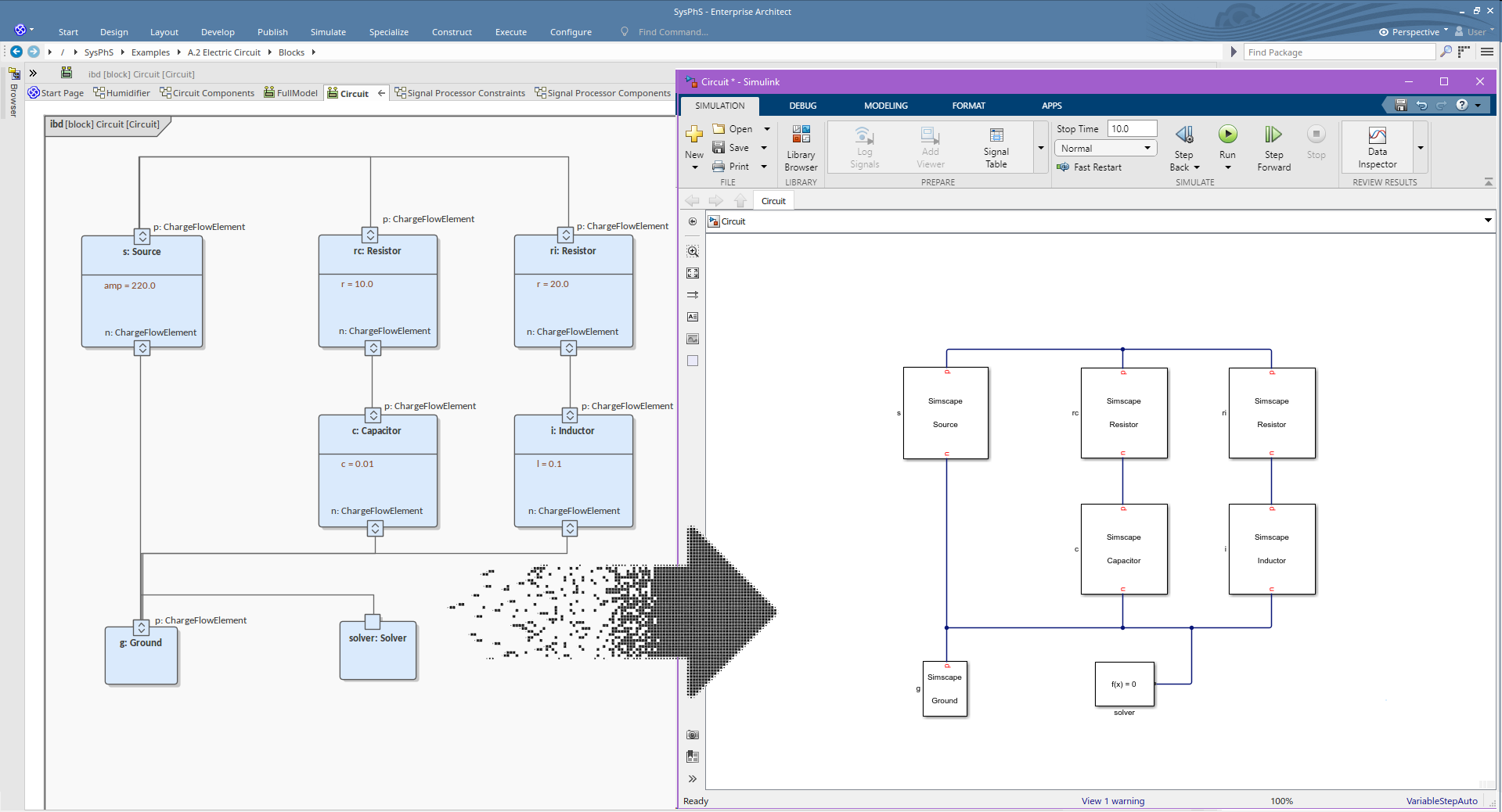 Driving Simscape from Enterprise Architect