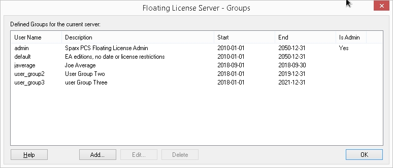 Floating License Server group configuration